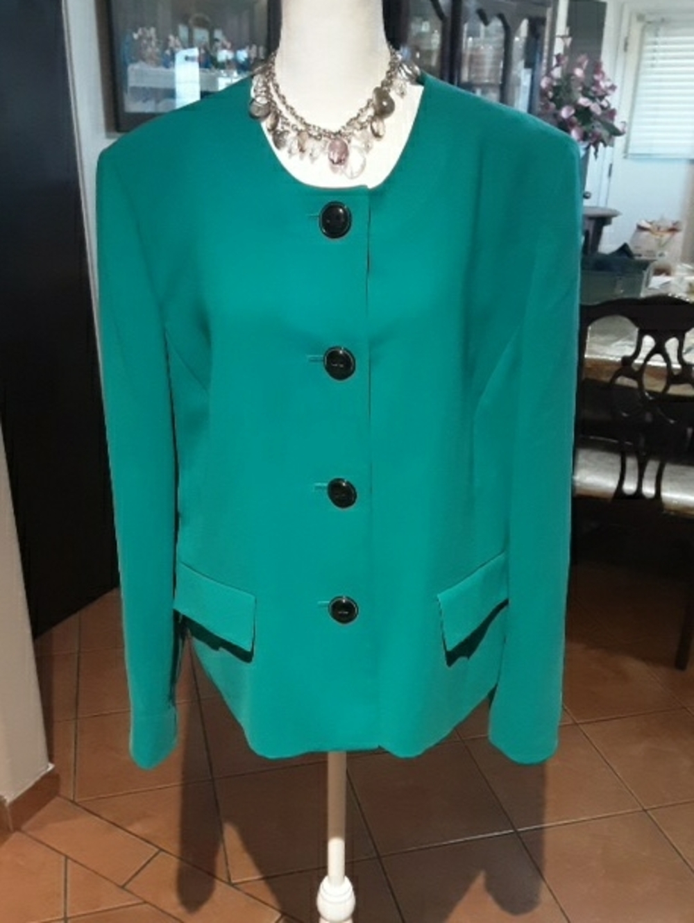 Jones Wear Teal Green Button-Front Blazer